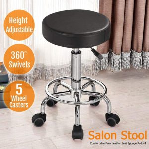 Salon swivel leather stool -black.