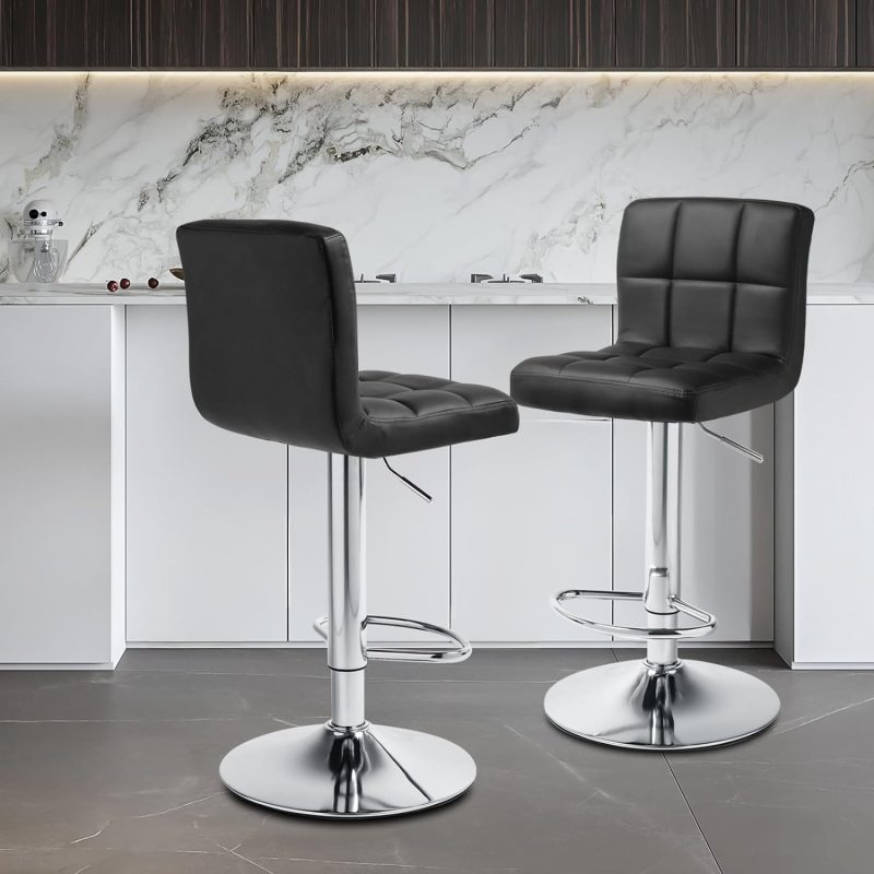 Modern leather swivel barstools - Image 3
