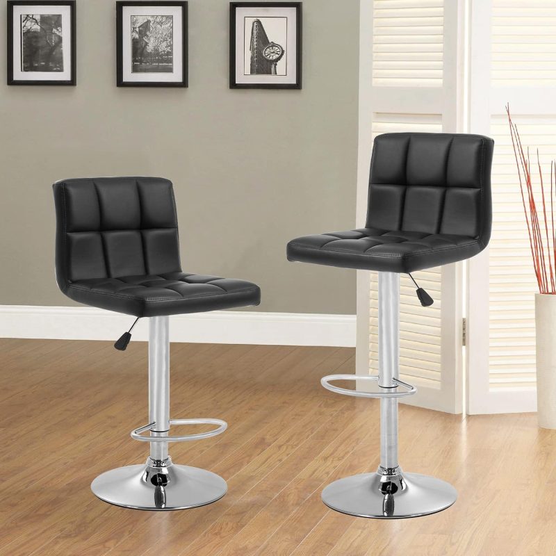 Black swivel height adjustable barstools - Image 3