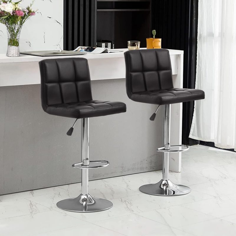 Black modern adjustable bar stool - Image 5