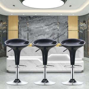 Black swivel adjustable barstool