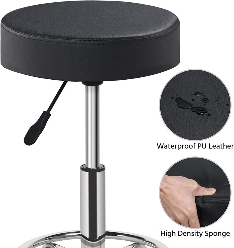 Salon swivel leather stool -black. - Image 2