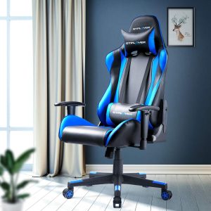 Blue reclining gaming chair