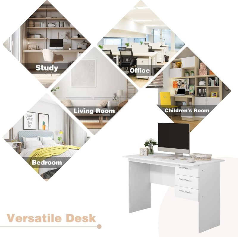 White 120cm straight office desk - Image 2