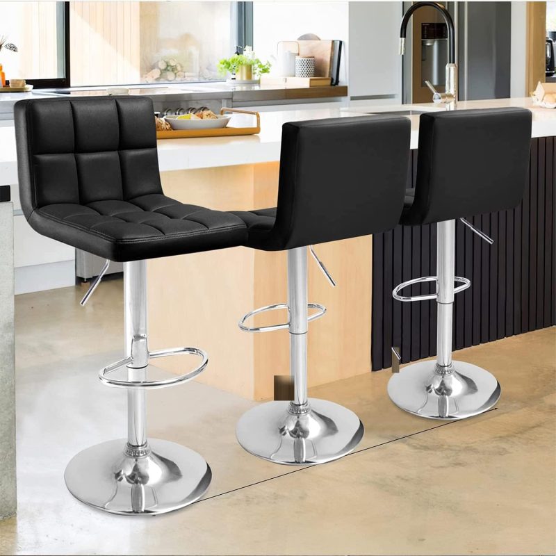 Black swivel height adjustable barstools - Image 2