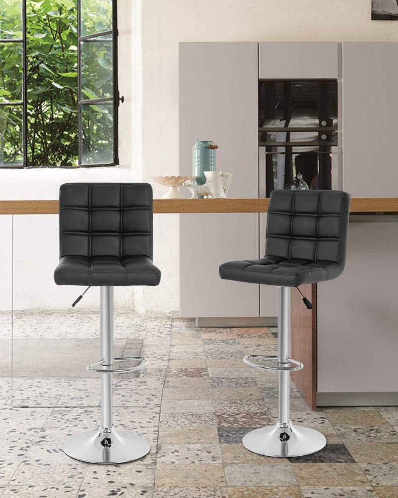 Modern leather swivel barstools - Image 4