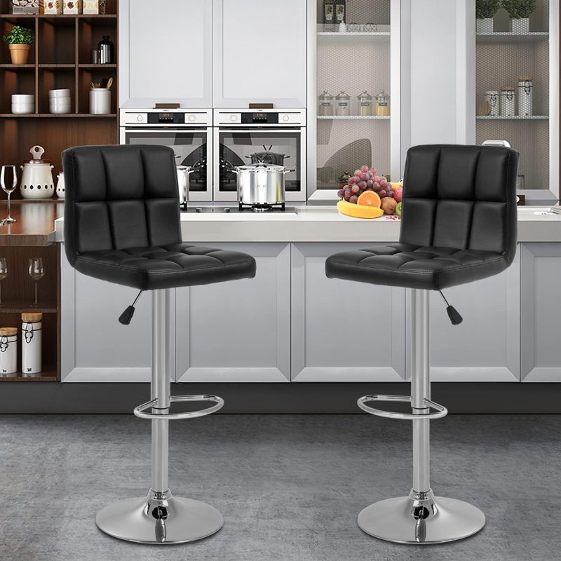 Black modern adjustable bar stool