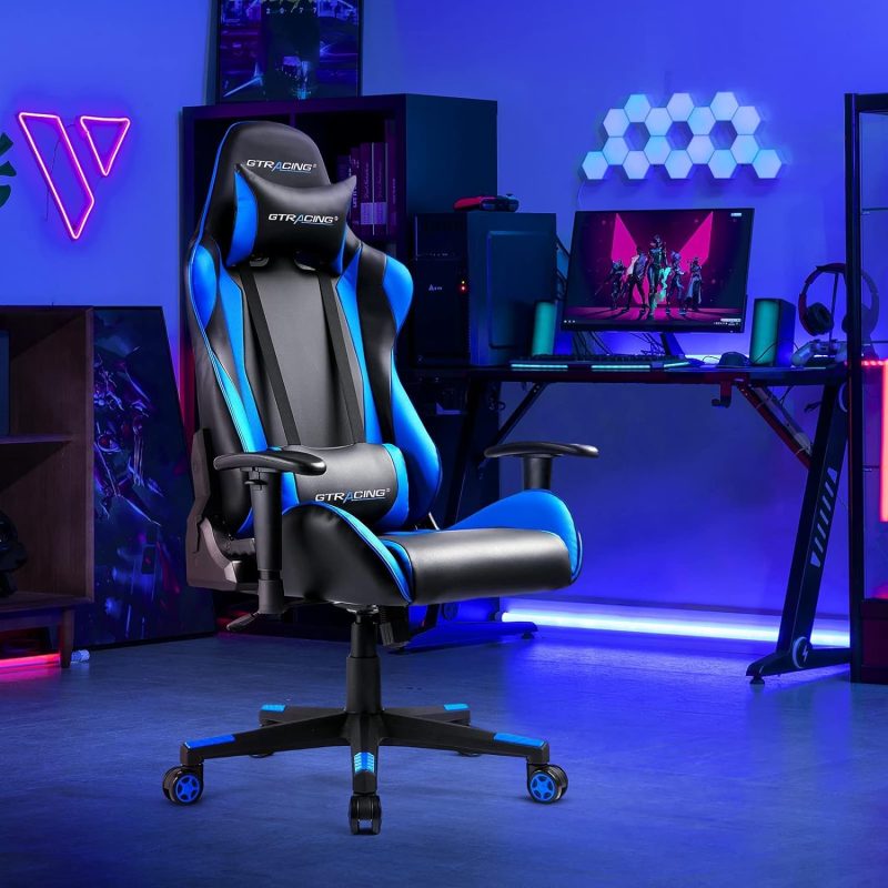 Blue reclining gaming chair - Image 3