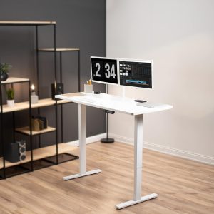 White height adjustable electric table