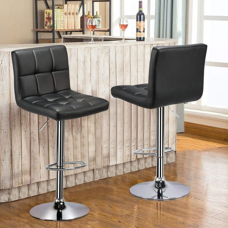 Black modern adjustable bar stool - Image 3
