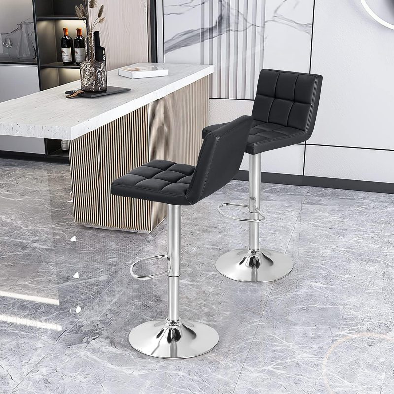 Modern leather swivel barstools - Image 5