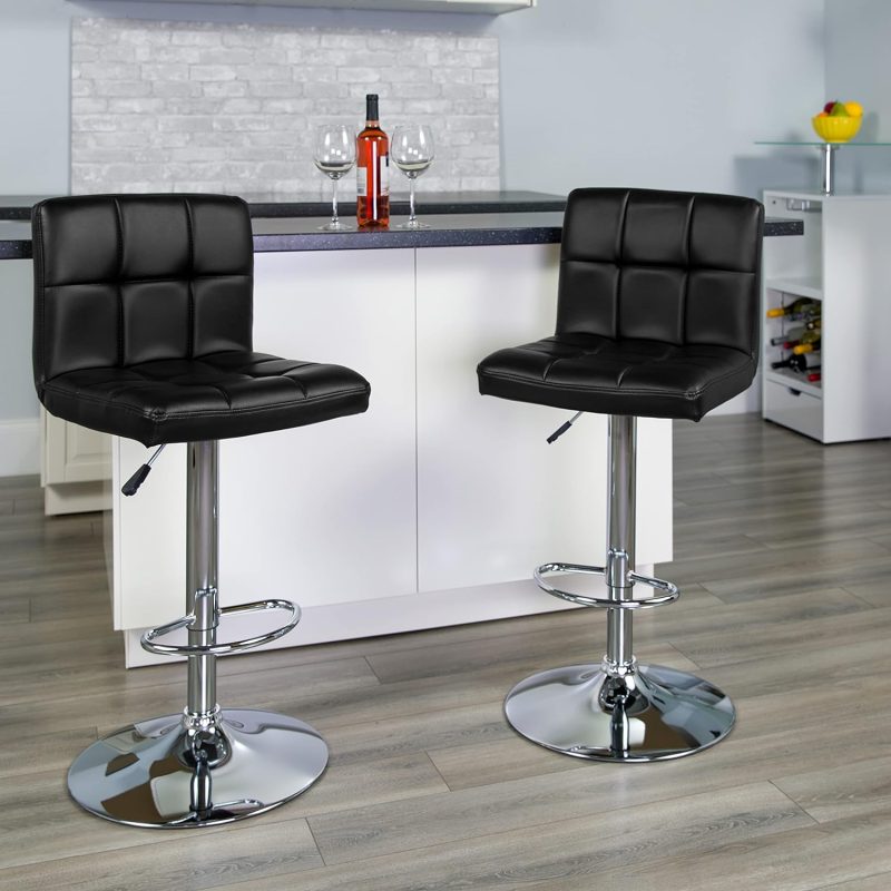 Black swivel height adjustable barstools - Image 4