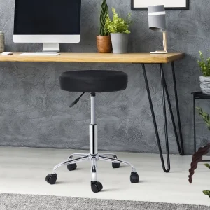 Black leather barstool