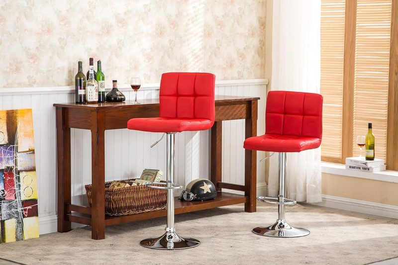 Red swivel adjustable barstool - Image 2