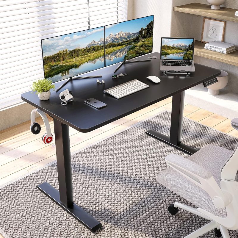 1.2m black electric desk - Image 2