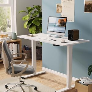 White electric adjustable table