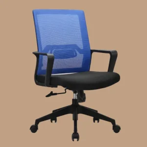 Blue ergonomic medium back seat