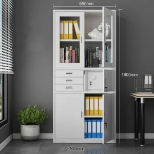 Steel lockable cabinet with safe
