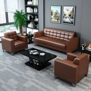5-seater brown leather sofa