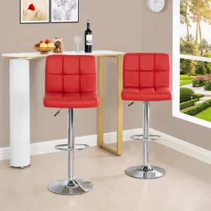 Adjustable leather bar stools
