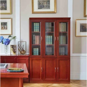 3-door wooden filing cabinet