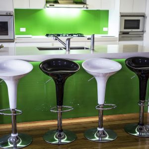 White plastic adjustable barstool