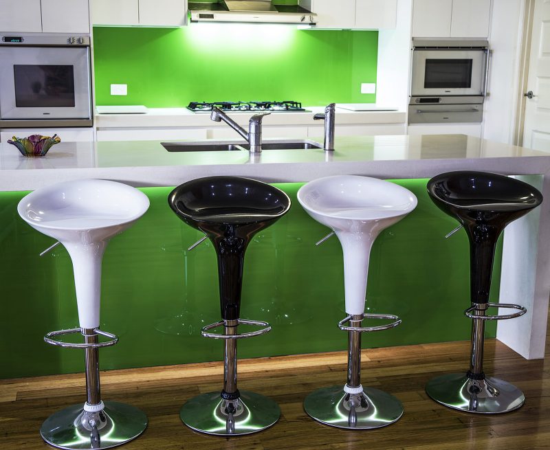 White plastic adjustable barstool