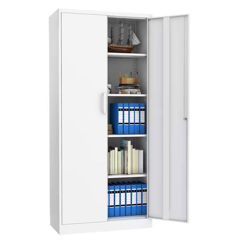2-door white office filing cabinet - Image 5