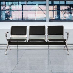 3-link padded metallic waiting bench