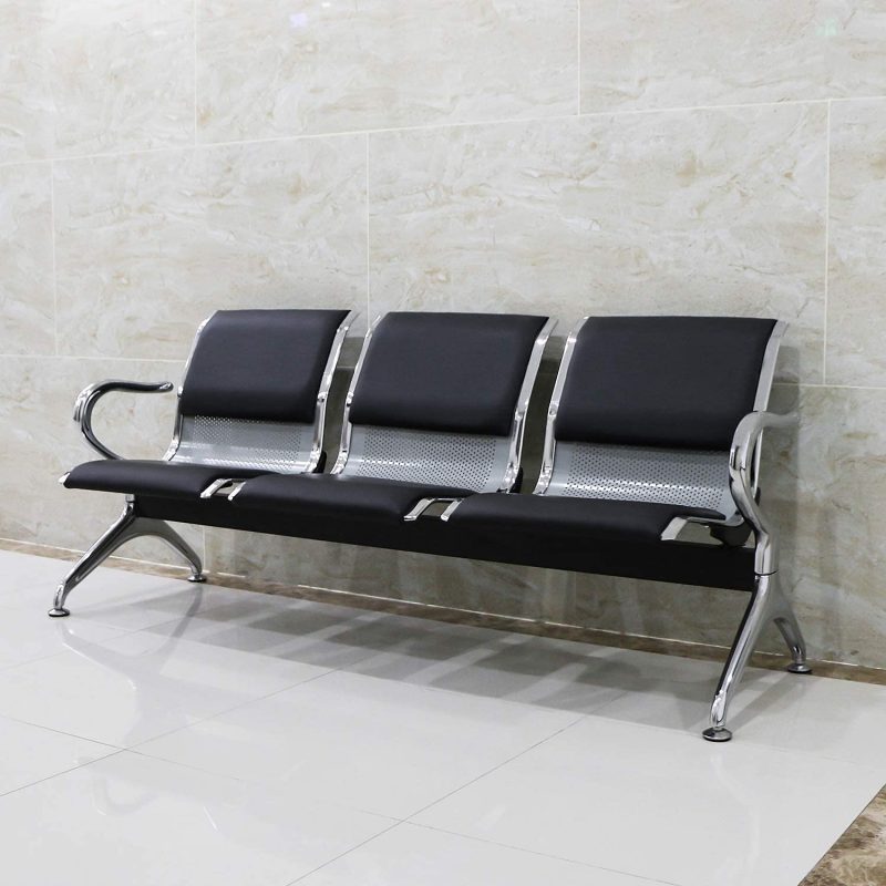 3-link padded metallic waiting bench - Image 2