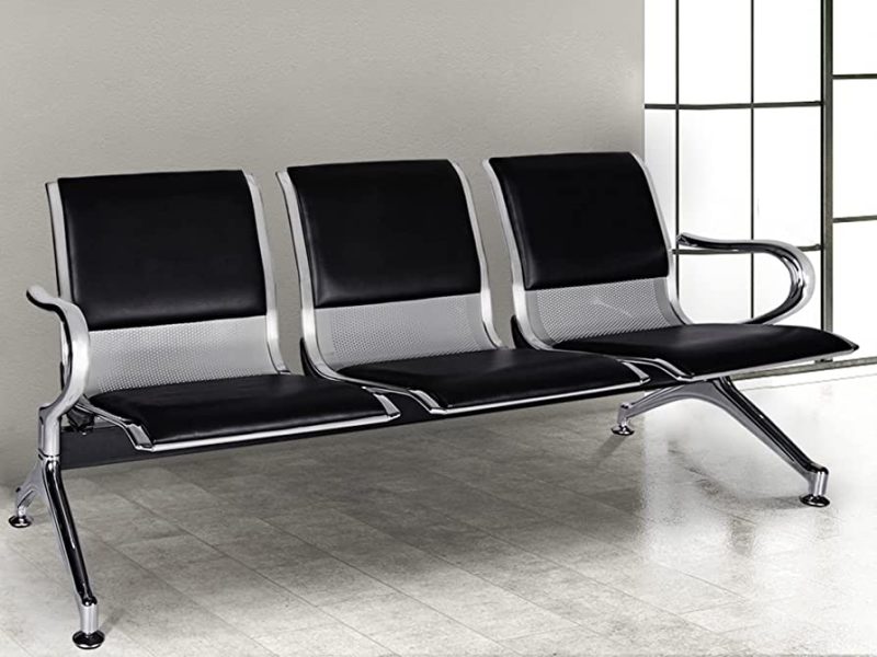 3-link padded metallic waiting bench - Image 3