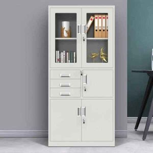 Metallic office cabinet with safe