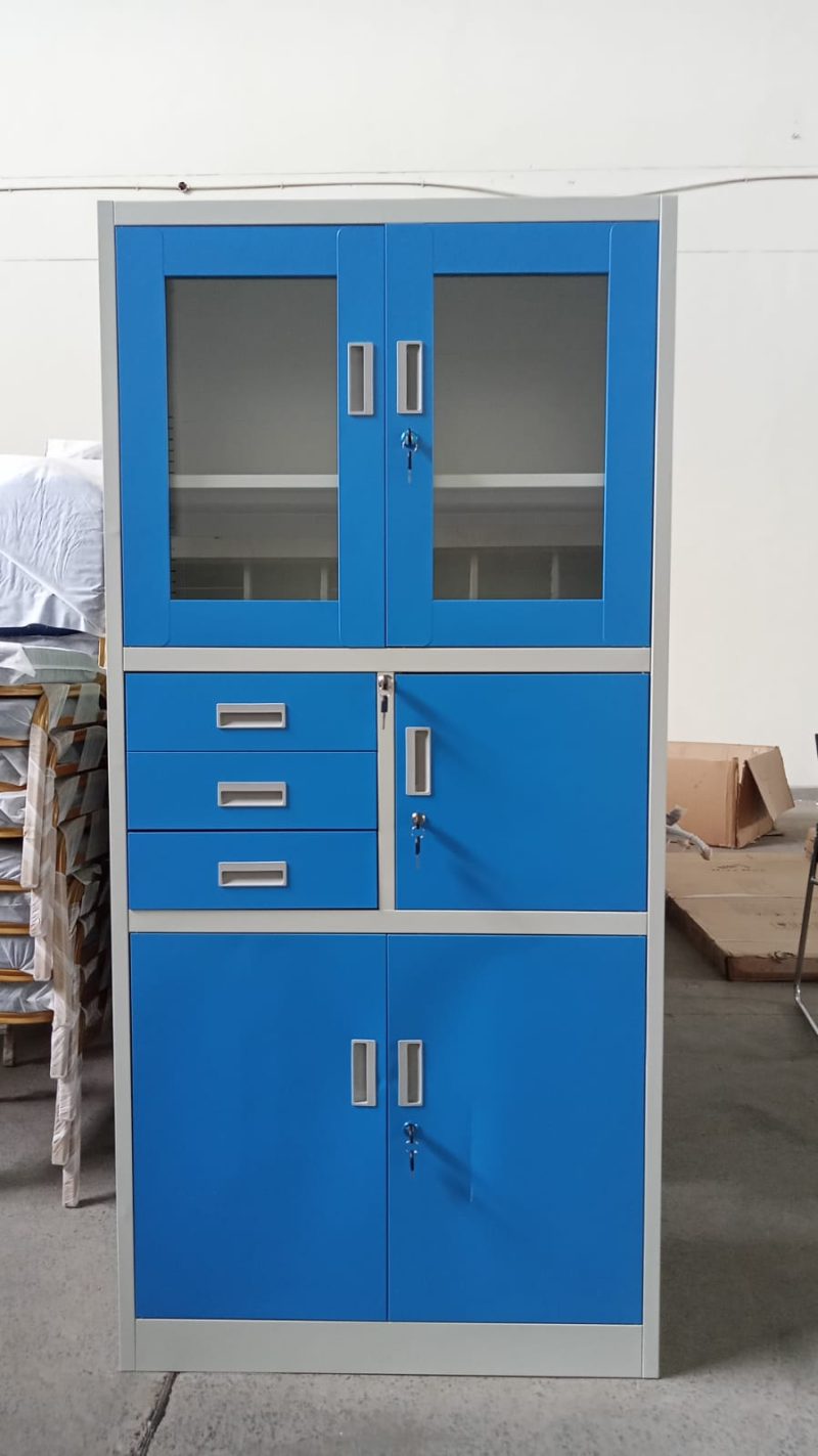 2-door office filing cabinet with safe-blue - Image 3