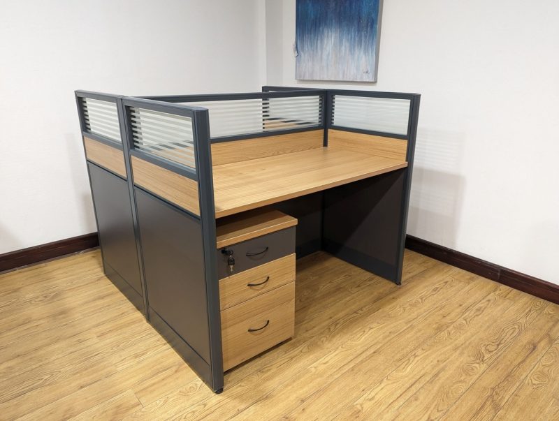 2-seater modular workstation-brown - Image 2