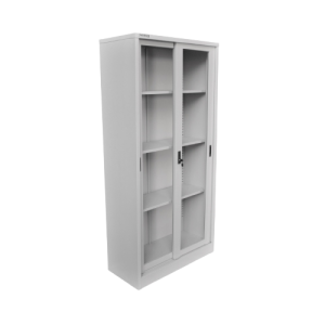 Full glass two door metallic cabinet