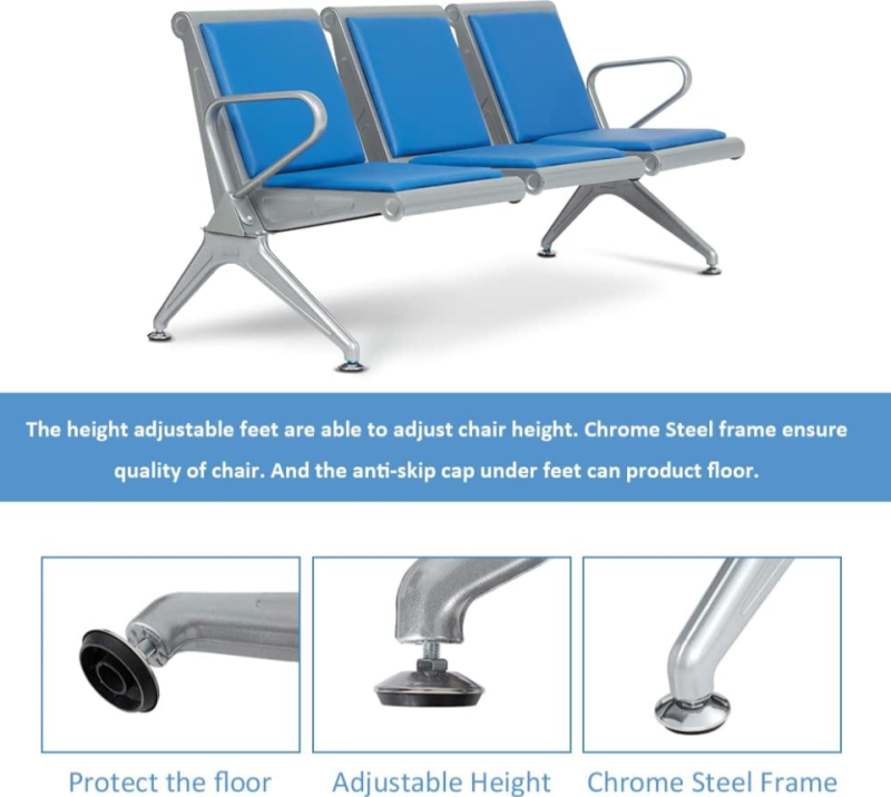 3 link blue padded waiting bench - Image 2