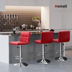 Modern Swivel Bar Stool -Red