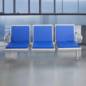 Blue 3 seater reception waiting bench