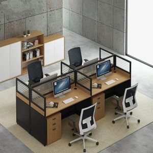 4-way modular office workstation-brown