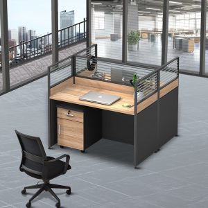 2 seater brown office workstation