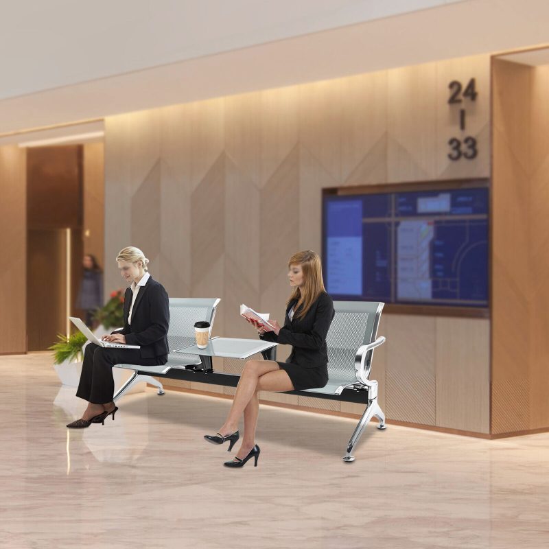 2-seater waiting bench with  coffee table - Image 6