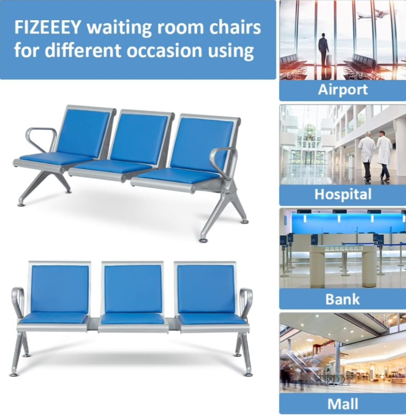 3 link blue padded waiting bench - Image 3