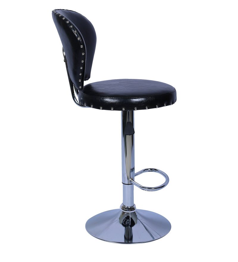 Black leather swivel adjustable barstools - Image 5