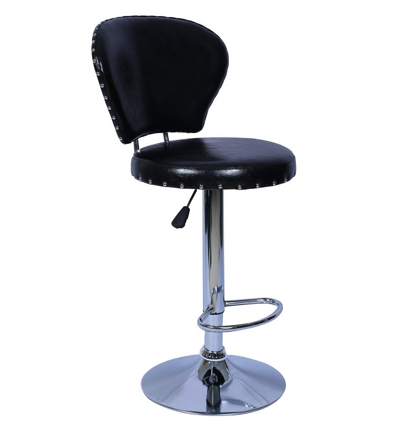 Black leather swivel adjustable barstools - Image 4