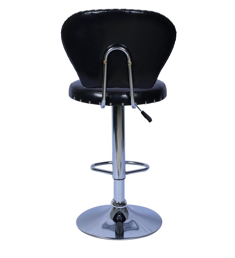 Black leather swivel adjustable barstools - Image 6