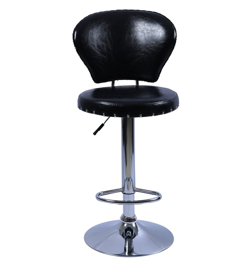 Black leather swivel adjustable barstools - Image 3