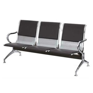3-link black padded waiting bench